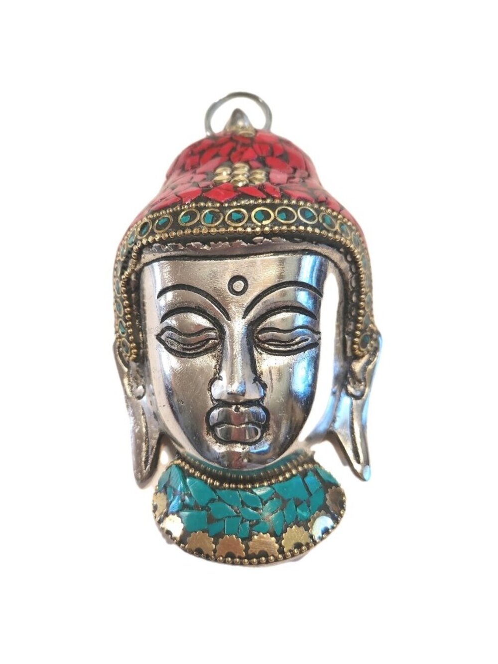 Tibetan Meditating Buddha Head Mosaic Inlay Sleeping Tibet Style